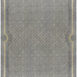Vintage French Art Nouveau Floral Gray With Soft Beige Hand-Knotted Wool Rug BB5283