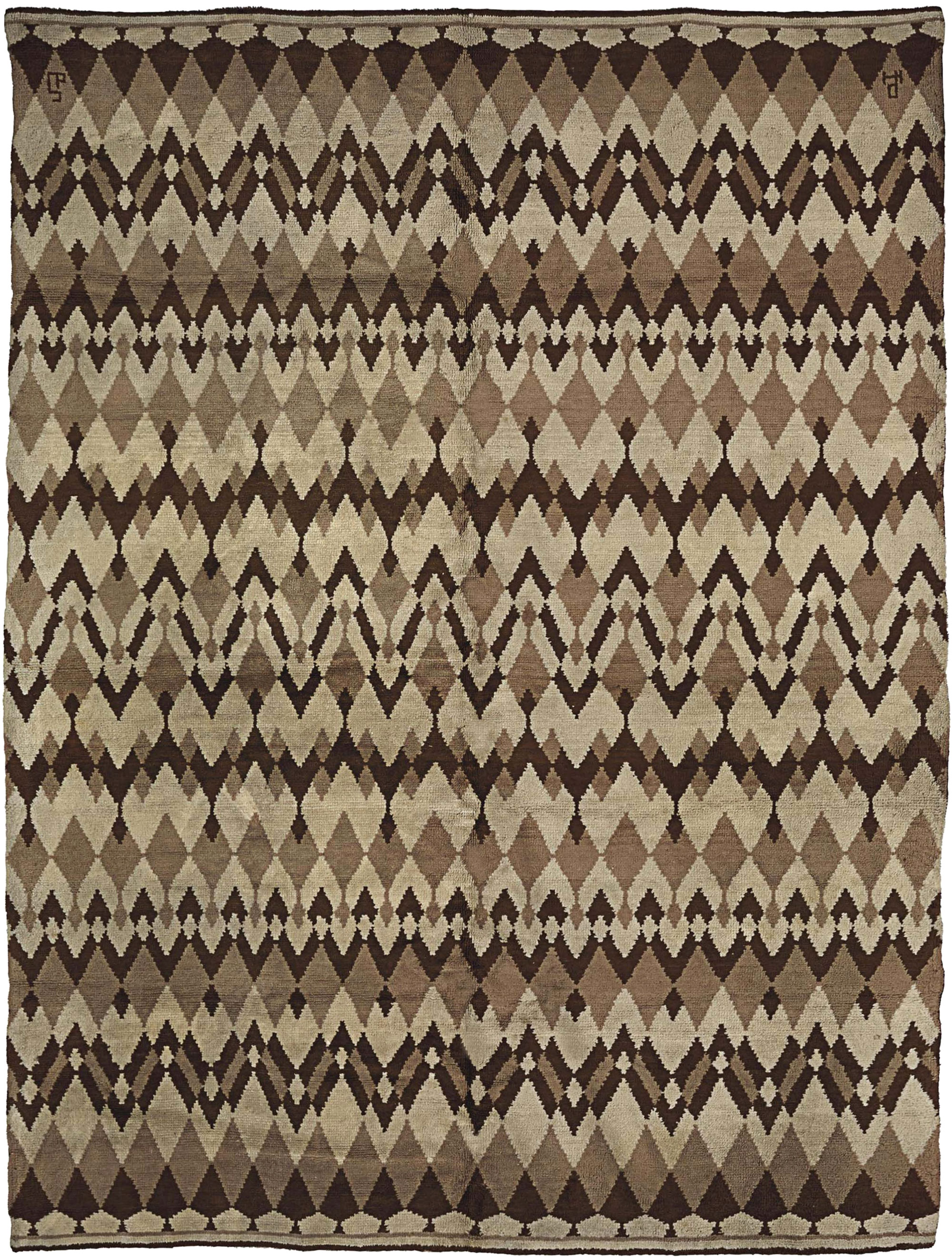 Mid-20th century French Art Deco Beige, Brown Wool Rug by Paul ...