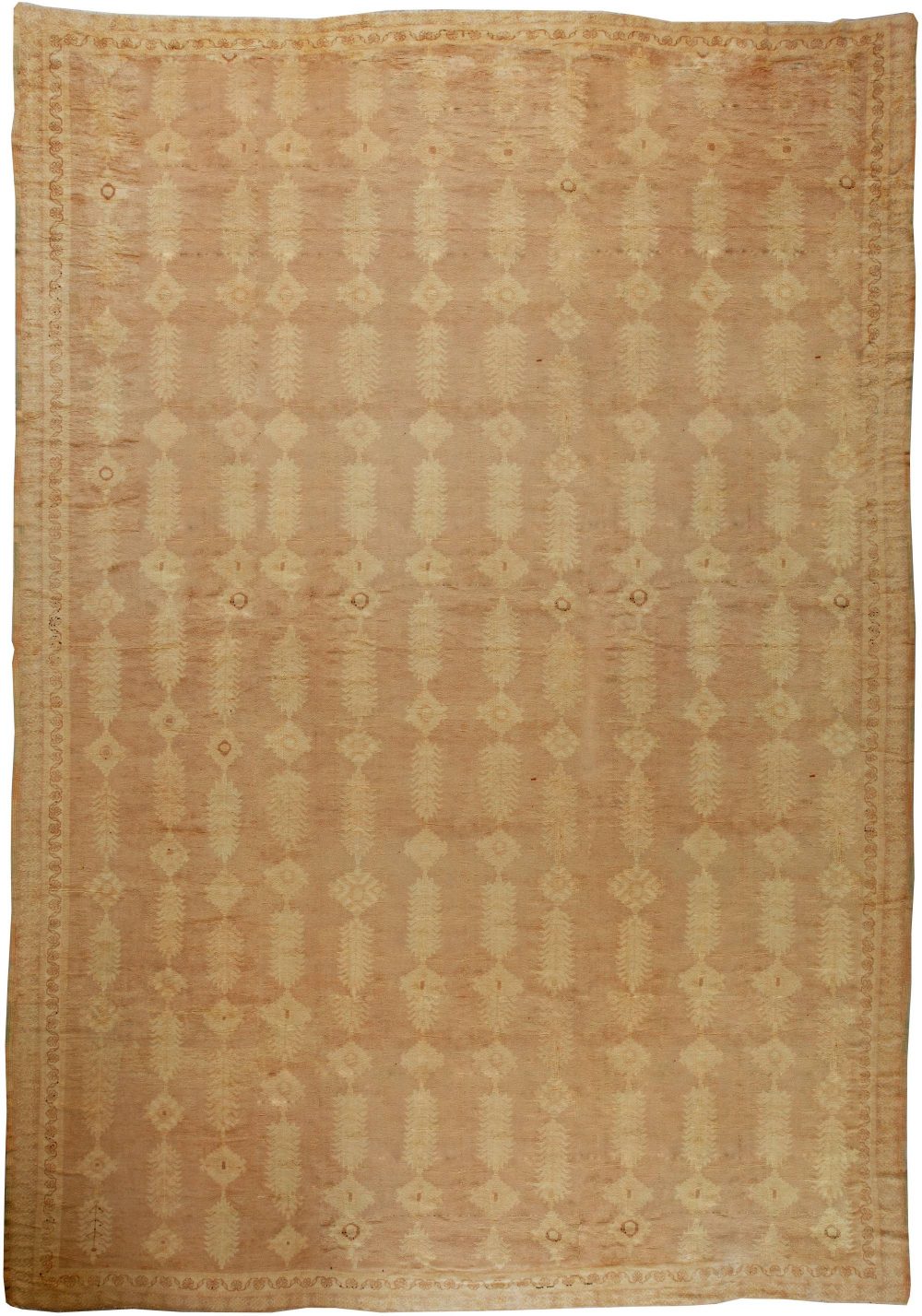 High-quality Vintage Moroccan Dusty Rose, Pale Yellow Hand Knotted Wool Rug 