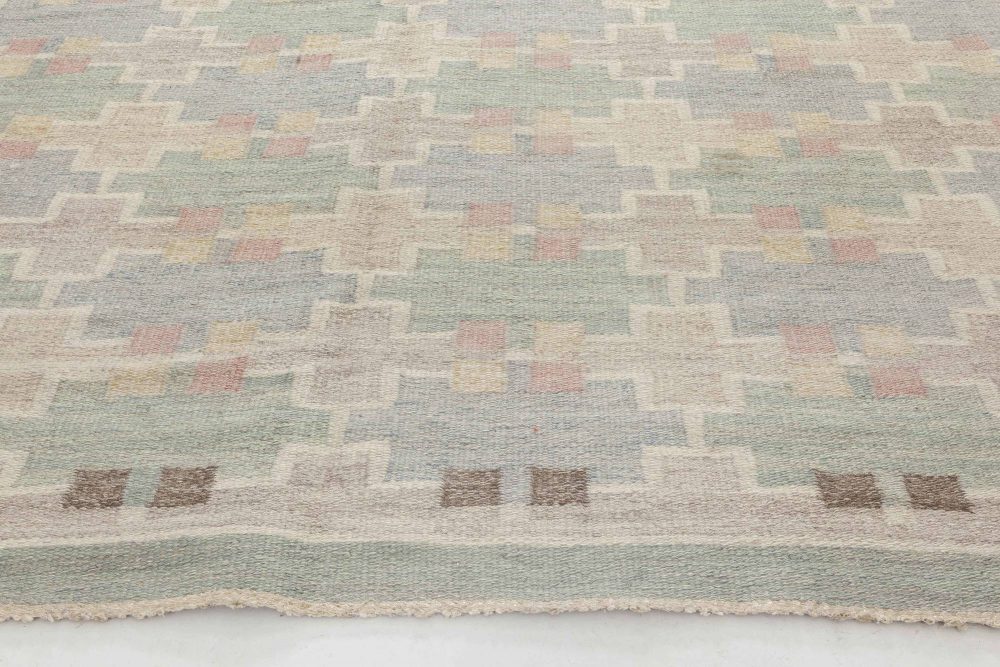 Vintage Swedish Flat-Weave Rug by Maj Svanstrom “Klockargården Hemslöjd” BB6432