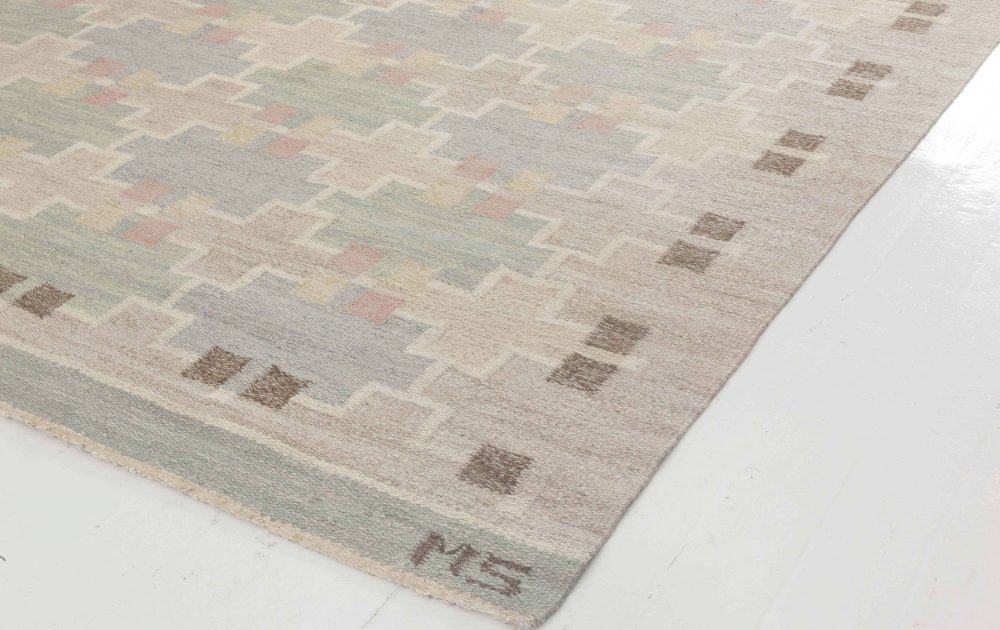 Vintage Swedish Flat-Weave Rug by Maj Svanstrom “Klockargården Hemslöjd” BB6432