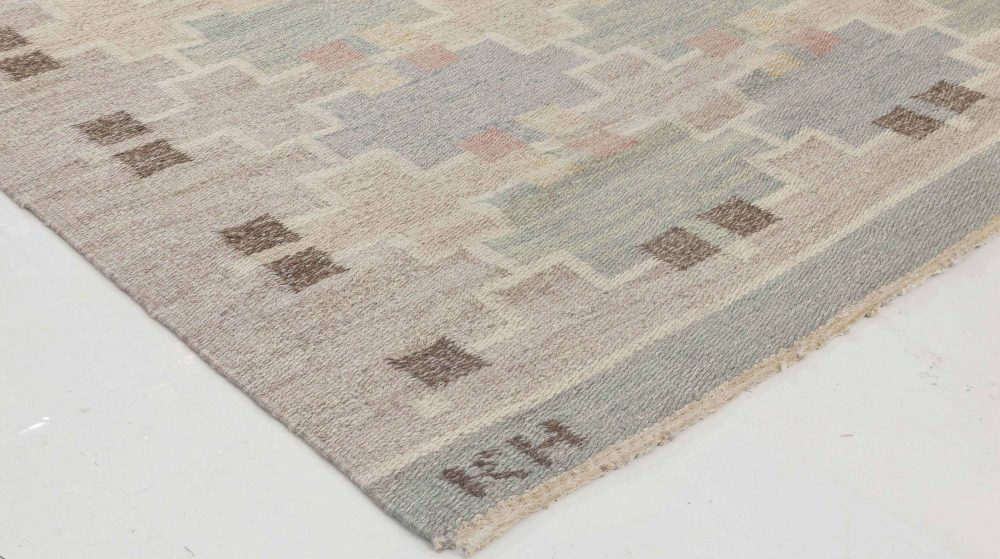 Vintage Swedish Flat-Weave Rug by Maj Svanstrom “Klockargården Hemslöjd” BB6432