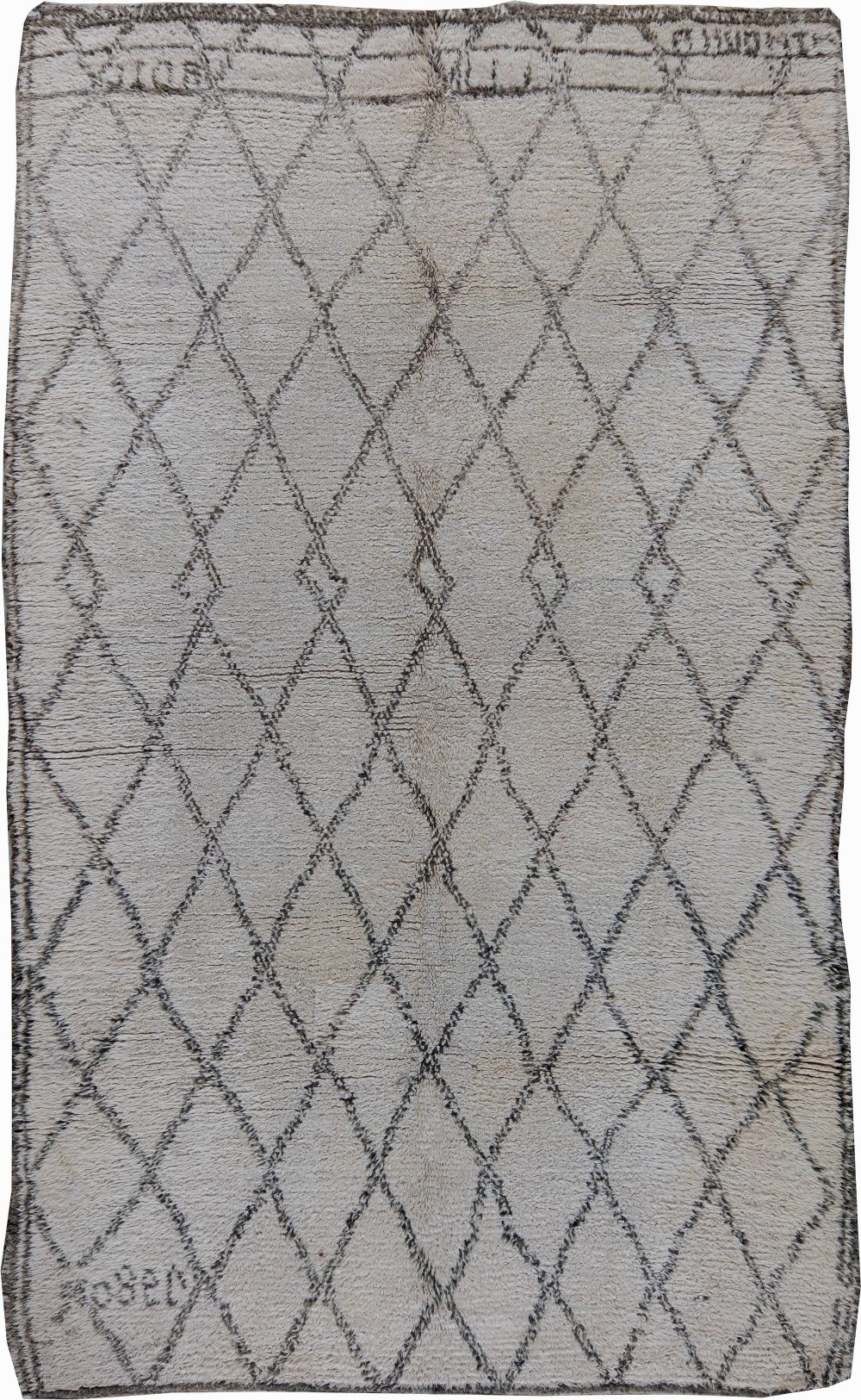20th Century Tribal Moroccan Natural Wool Rug with Classic Diamond Design BB6203