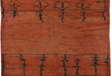 Vintage Tribal Moroccan Motifs <mark class='searchwp-highlight'>Orange</mark>, Black Handmade Wool Rug BB6211