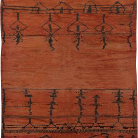 Moroccan Vintage Geometric Brick Red Hand-Knotted Wool Rug BB6211