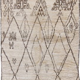 Moroccan Vintage Geometric Light Beige Hand-Knotted Wool Carpet BB6207