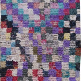 Vintage Moroccan Abstract Purple Hand-Knotted Wool Rug BB6235