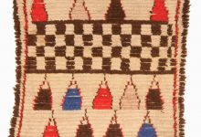Vintage Tribal Moroccan Runner in Cream, Pink, Red, Blue, and Black BB5134