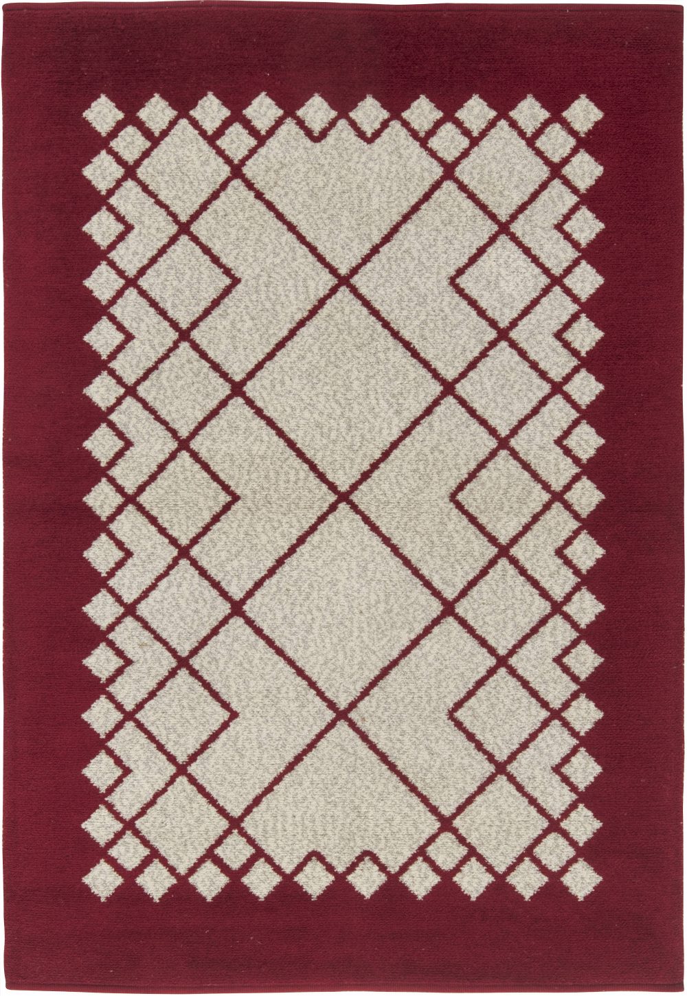 Mid-20th Century Double Sided Burgundy, Ivory Swedish Flat-Weave Wool Rug BB6540