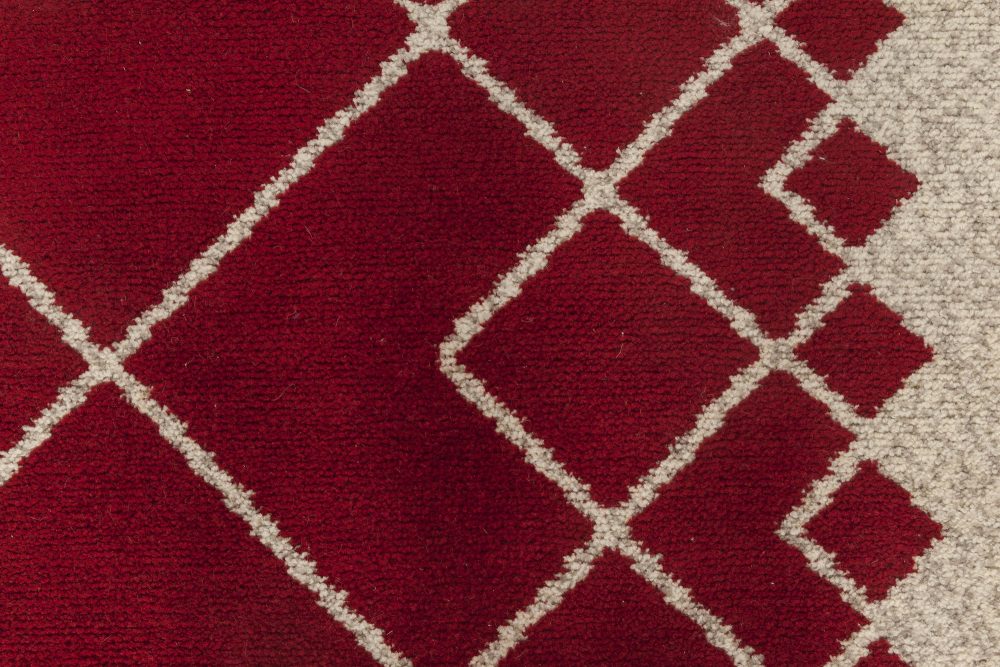 Mid-20th Century Double Sided Burgundy, Ivory Swedish Flat-Weave Wool Rug BB6540