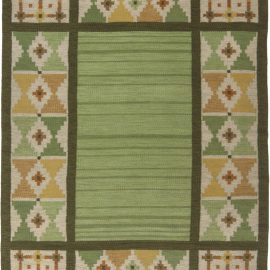 Vintage Swedish Geometric Flatweave Wool Rug In Warm Tan BB6572