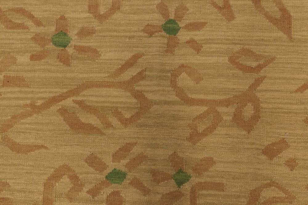 Mid-20th Century Swedish Flat-Weave Wool Rug in Amber, Rust, and Green BB6563