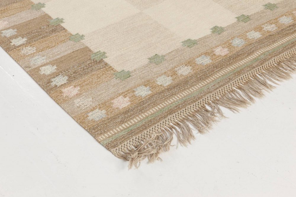 Swedish Chestnut, Walnut Brown, Gray, Off-White & Beige Wool Rug BB6571