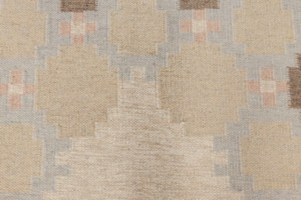 Mid-20th Century Swedish Beige, Brown and Blue Rug by Elsa Ekholm BB6576