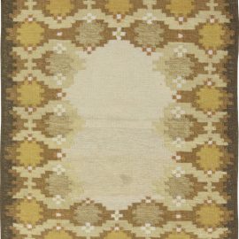 Scandinavian Mid-Century Geometric Light Beige Flatweave Wool Carpet By Hja BB6570