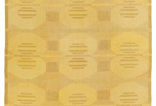 Yellow Vintage Swedish Flat-Weave Rug Signed KH BB5389