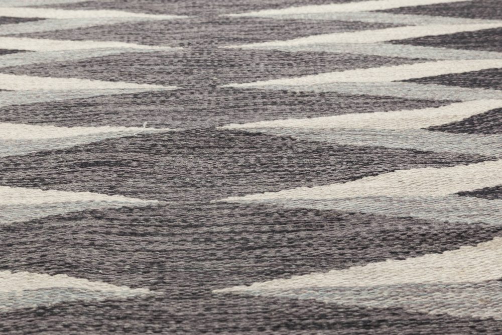 Mid-Century Modern Wool Grey and Black Rug by Nordiska Kompaniet BB6350