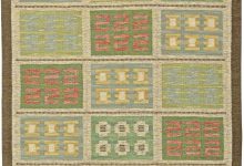 Swedish Green, Blue and Yellow Flat-Weave Wool Rug by Svensk Hemslöjd BB5820