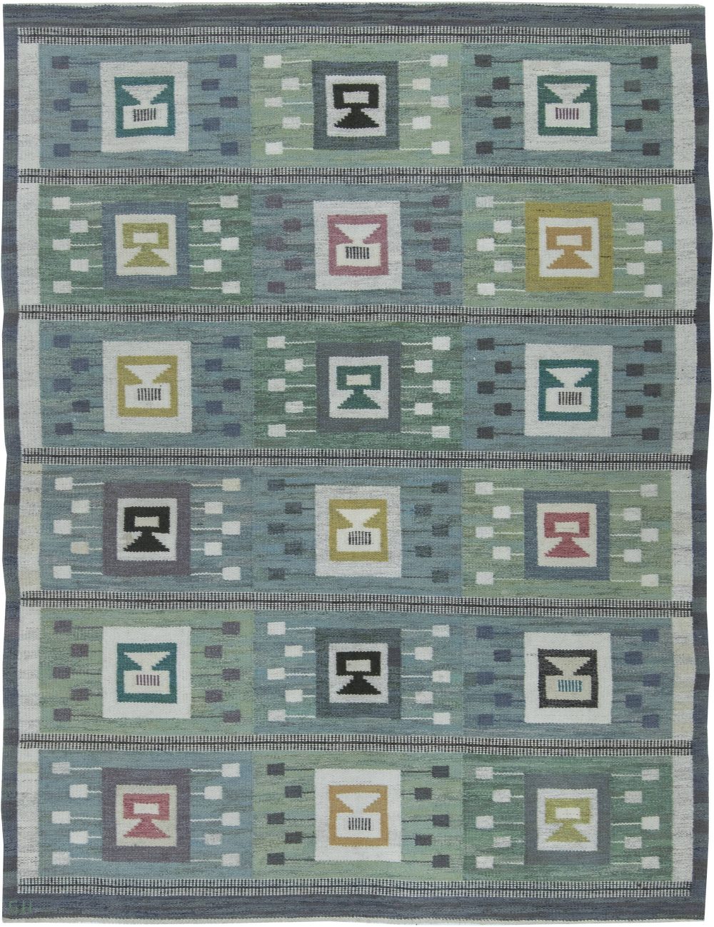 Swedish Flat Weave Rug Signed by Svensk Hemslojd BB6349