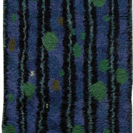 Swedish Mid-Century Navy Blue Hand-Knotted Wool Rug BB6396