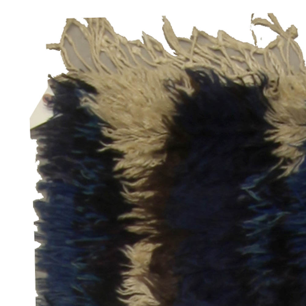 Mid-20th Century Ingrid Dessau Swedish Striped Black, Blue, Ivory Handmade Rug BB5291