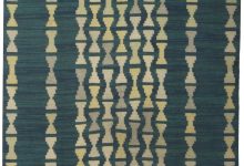 Swedish Handmade Rug in Blue, Light Yellow and Gray BB5300