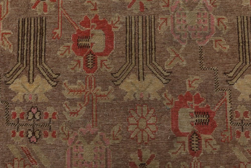 Samarkand Beige, Brown, Carmine and Blush Hand Knotted Wool Rug BB6415