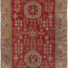Vintage Samarkand Floral Rug – Hand-Knotted Wool In Gray BB6420