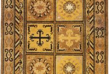 High-quality Samarkand Yellow, Brown Handmade Wool Rug BB6336
