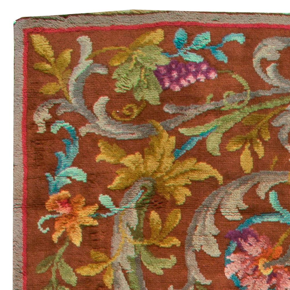 Vintage Spanish Botanic Handmade Wool Rug BB0292