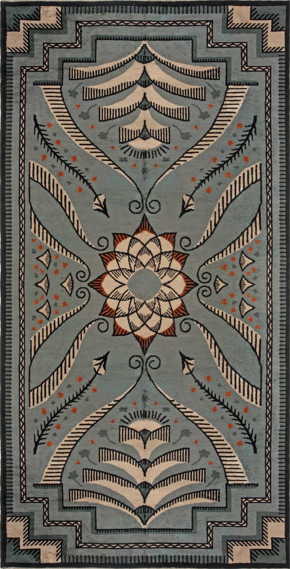 Vintage Viennese Art Deco Hand Knotted Wool Carpet BB1024