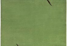 French <mark class='searchwp-highlight'>Art Deco</mark> Mid Century Green Handwoven Wool Rug BB5052