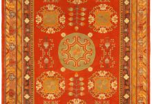 Vintage Khotan “Samarkand” Red Handmade Wool Rug BB5167