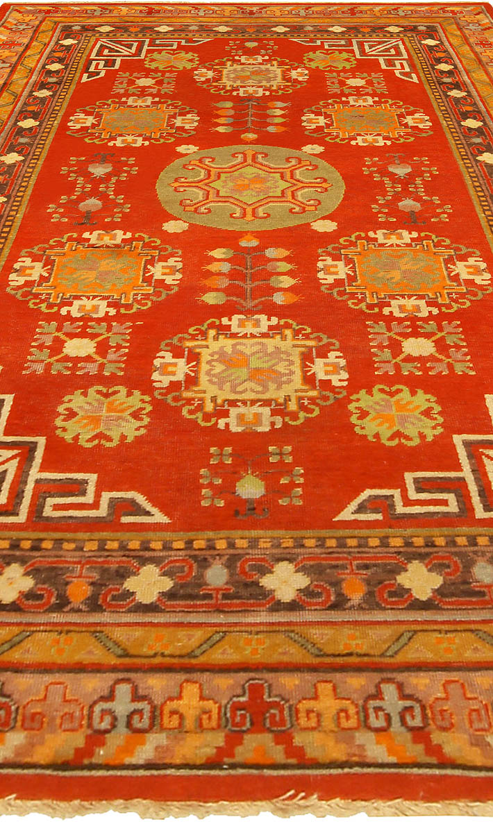 Vintage Khotan “Samarkand” Red Handmade Wool Rug BB5167