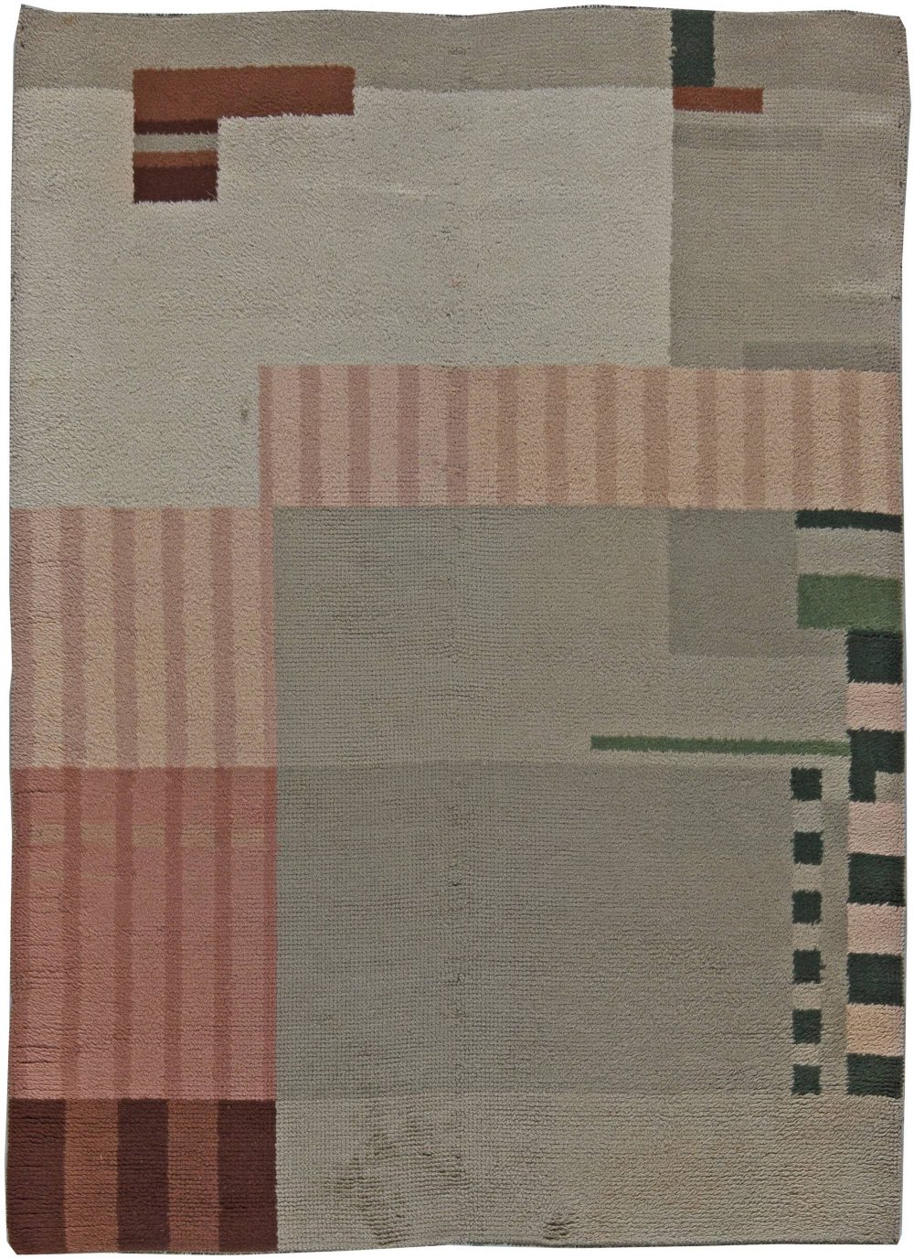 High-quality Vintage Art Deco Handmade Wool Rug BB5693