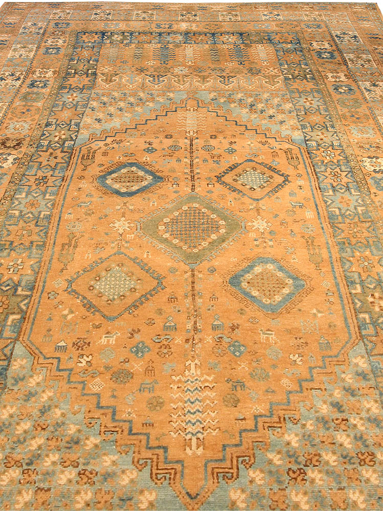 One-of-a-kind Vintage Moroccan Orange, Blue Handmade Carpet BB4036