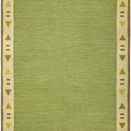 Mid-Century Swedish Geometric Sage Flatweave Wool Rug BB4808