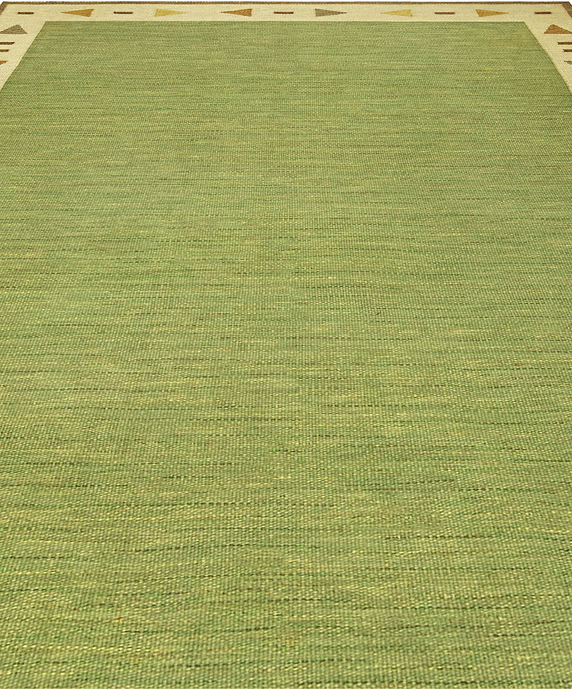 Mid-20th Century Green Swedish Flat-Woven Rug BB4808