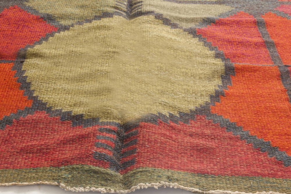 Vintage Swedish Red Diamond Flat-Weave Rug, Sverige Riolakan by Polly Bjorkm BB4832