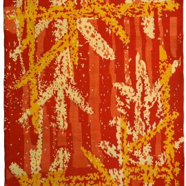 Vintage French Art Deco Abstract Cream Beige Hand-Knotted Wool Rug BB3141