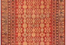 Authentic 19th Century Red <mark class='searchwp-highlight'>Silk</mark> Samarkand (Khotan) Rug BB4858