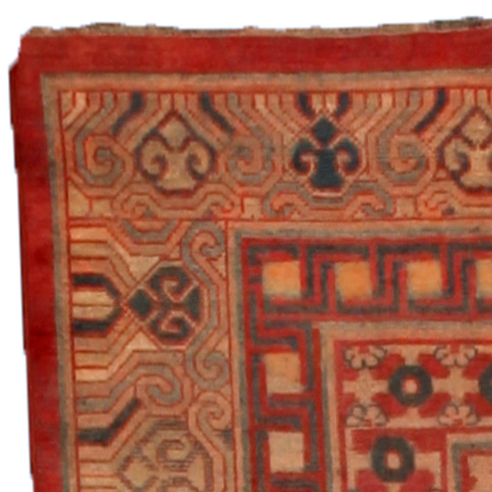 Authentic 19th Century Red Silk Samarkand (Khotan) Rug BB4858