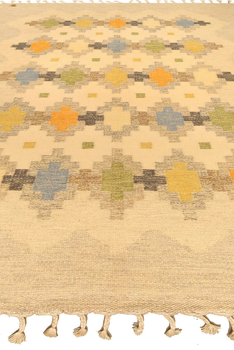 Mid-20th century Geometric Swedish Flat-Weave Carpet made at Vävaregården BB5170