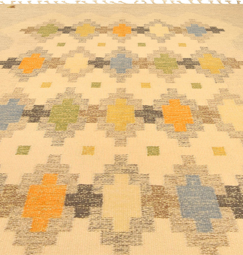 Mid-20th century Geometric Swedish Flat-Weave Carpet made at Vävaregården BB5170