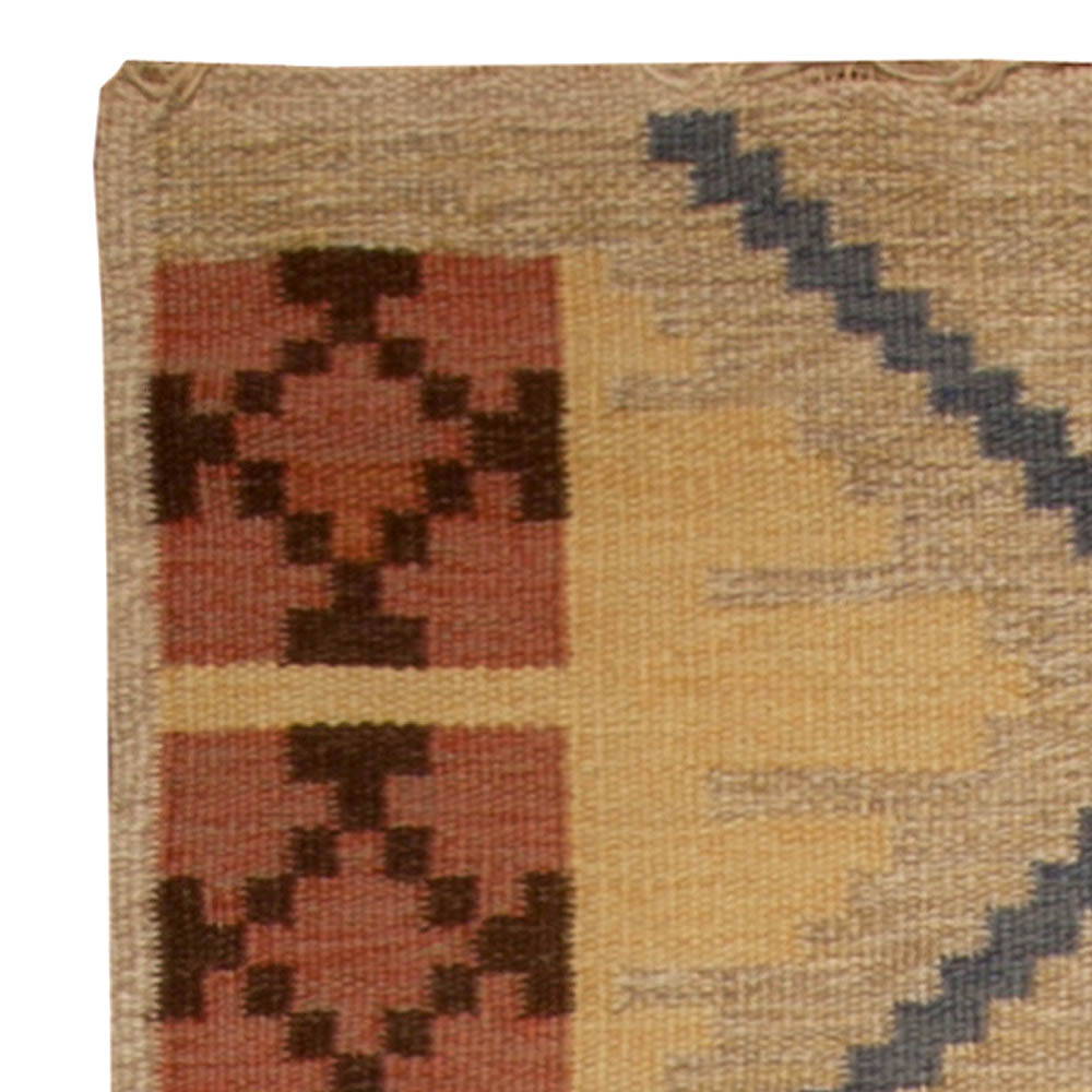 Mid-20th Century Swedish Geometric Colorful Handmade Wool Rug BB4942