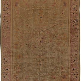 Vintage Chinese Art Deco Floral Warm Tan Hand-Knotted Wool Carpet BB5544