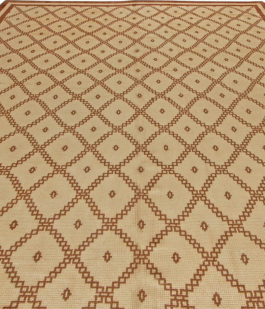 Vintage Tribal Moroccan Geometric Handwoven in Natural Wool Rug BB5547