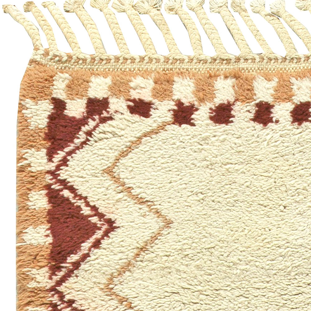 Vintage Tribal Moroccan Natural Wool Rug with Caramel and Brown Geometric Design BB5828