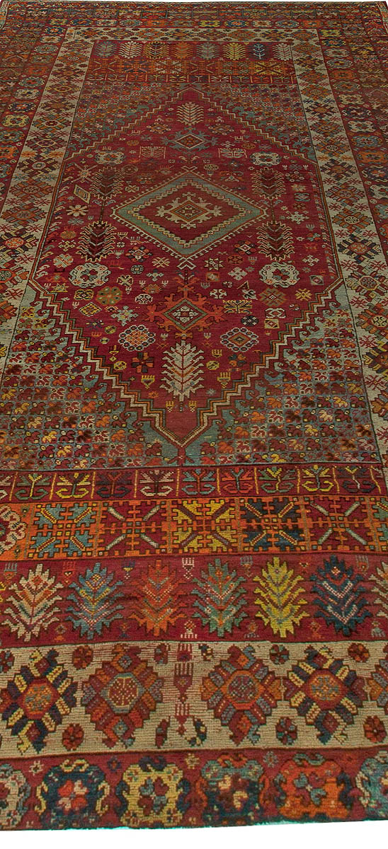 Vintage Moroccan Red, Orange, Blue and Yellow Handwoven Wool Rug BB5966