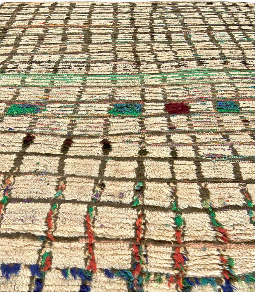 Vintage Moroccan Brown, Green, Blue and Red Handwoven Wool Rug BB5764